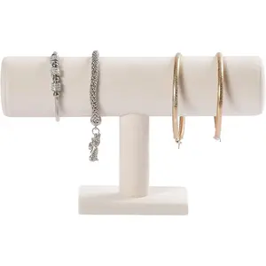 Bracelet Holder,Bracelet Organizer Display Stand,Velvet T-Bar Jewelry Display Stand for Selling (Beige) Pangkeep