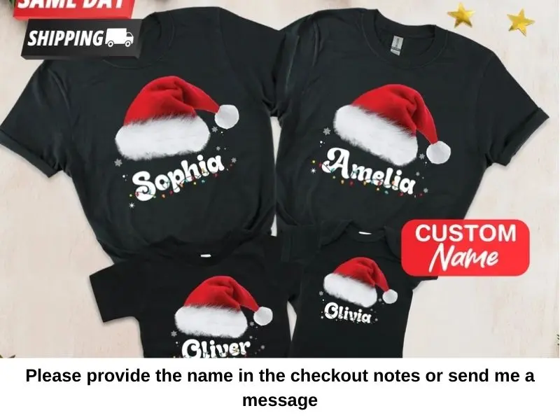 Custom Christmas T, Family Matching Christmas T-shirt Personalised Festive