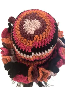 Crochet Ruffled Hat - Carnation