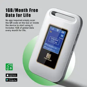 FIRSTNUM M4 Portable WiFi Hotspot – Global 4G Data, 1GB free data, No SIM Card Required, Tri-Band Support, Perfect for Home/RV/Travel/Outdoor Wireless WiFi Router Device