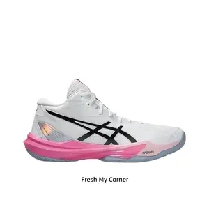 White & Pink High-Top Volleyball Shoes - Lightweight Cushioned Trainers for Indoor Court Play, Training & Weekend Vibes