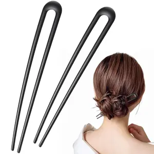 French Hair Pins 2PCS U-Shaped Metal Hair Pins for Long and Thick Hair, 5.5 Inch Gold Silver