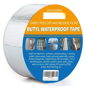 Upgrade Butyl  Waterpro , 1.2mm Thick, 2 inch x 16 ,  Foil  Butyl Sealant  for RV Repair, Window, Boat and Pipe Sealing, Glass & EDPM Rubber Ro Patching,