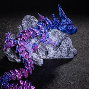3D Printed Dragon 13.4 Articulated Dragon With Eyes Flexible Movable Statue For Bedroom Desk Creative Fish Tank Decor Unique Gift Idea Fantasy Lovers Interior Accessories