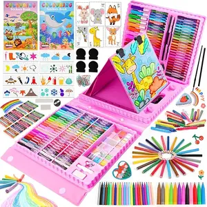 230+ PCS Kids Art Supplies Kit with Double-Sided Trifold Easel – Complete Drawing & Set with Pencils, Crayons, Oil Pastels, Watercolor Pens & Book – Art Set for Kids Ages 4-12, Teens, Beginners – Birthday & Easter Gift for Boys & Girls