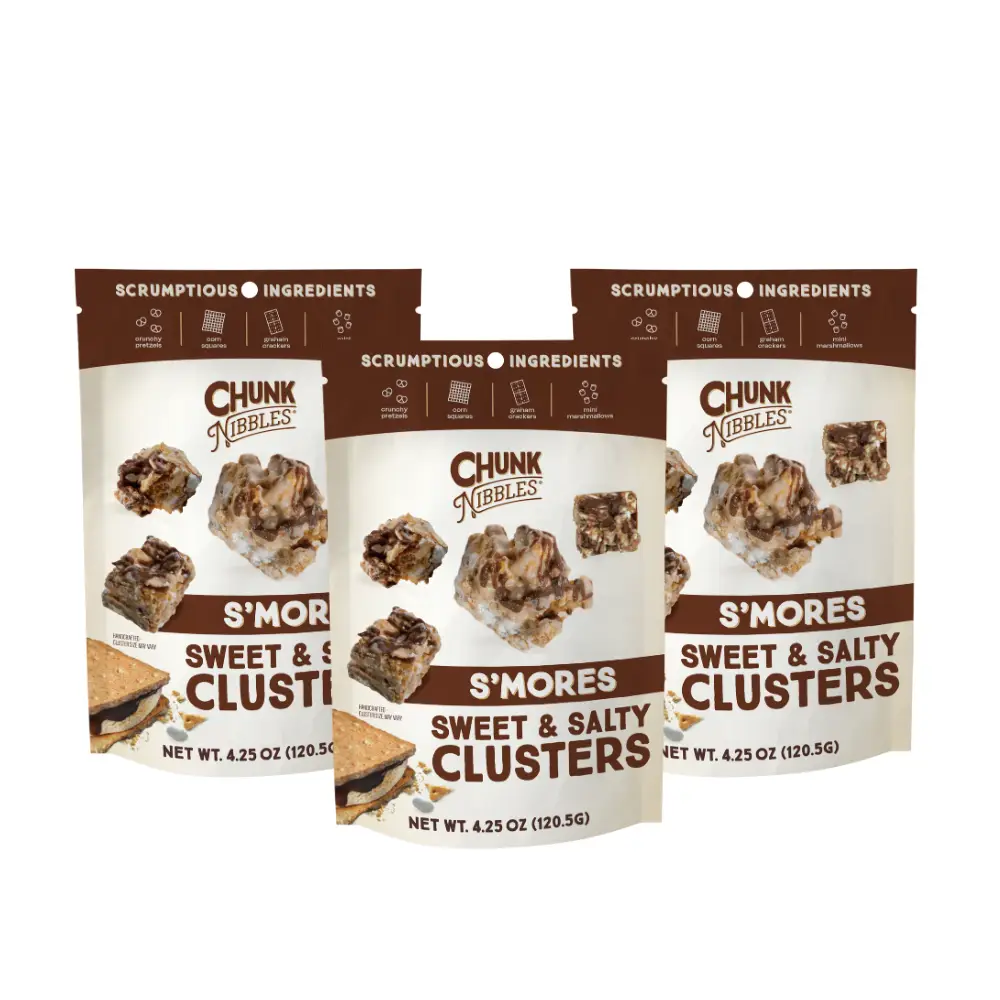 Chunk Nibbles S'mores Snack Clusters | 3 Pack | 4.25oz Bags | Sweet & Salty Cluster Bites