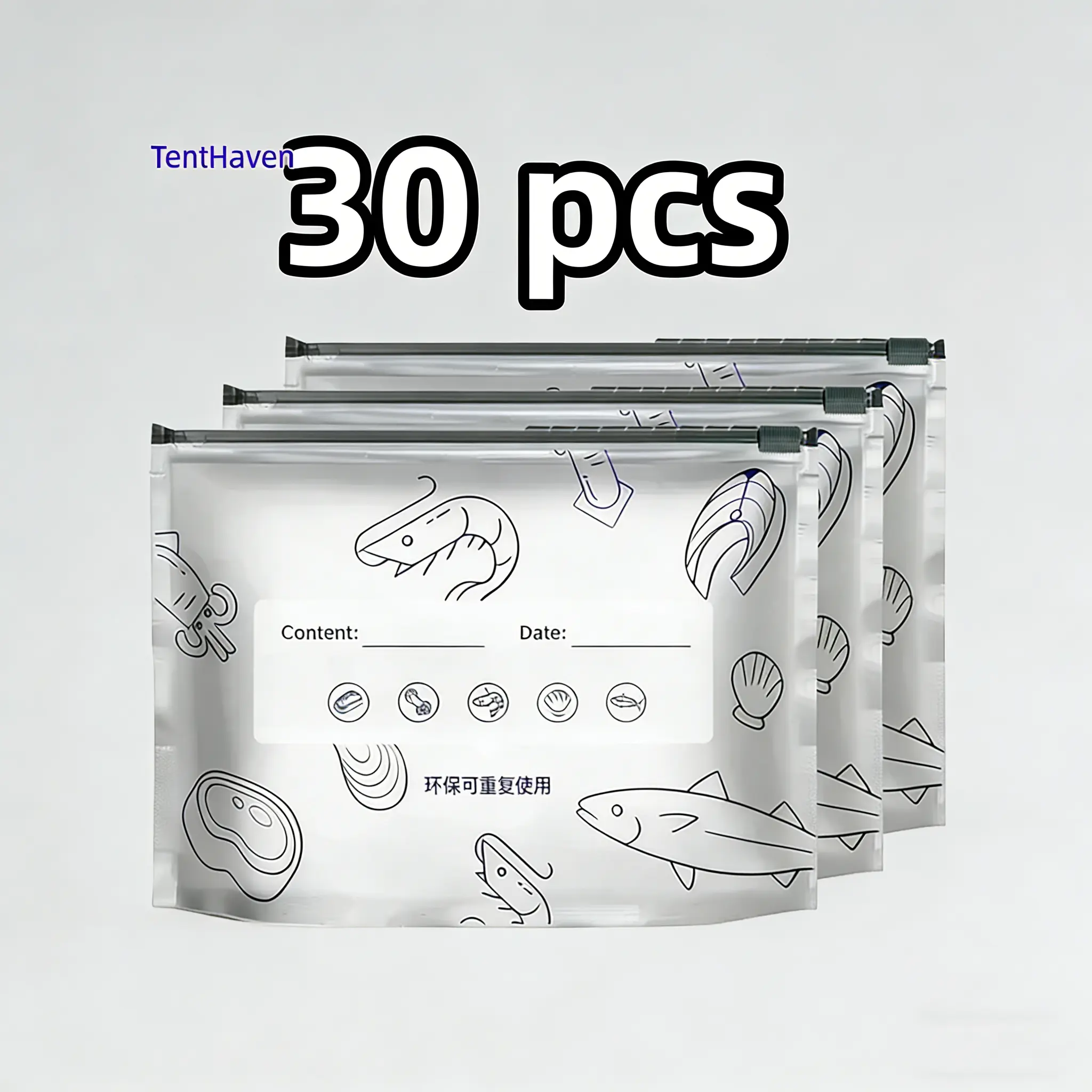 Heavy-Duty Food Storage Bags, 30 Pack (S, M, L) Aluminum Foil Stand-Up Pouches - Airtight, Reusable & Insulated for Camping, Insulation