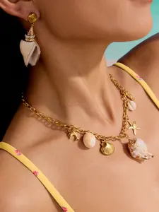 Ladies Jewelry Set Ocean Style Conch Series Pendant Stainless Steel 18k Gold Plated Waterproof And Anti Allergy Vacation Style Charming And Fashionable Matching