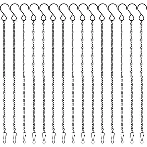 15 Pack 10 Inch Hanging Basket Hooks Black Hanging Chains Garden  Hanger Chain Clips Outdoor for Flower Baskets, Bird Feeders, Wind Chimes, Lanterns, Ornaments