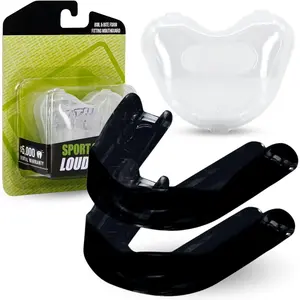 Sport Slim-Fit Boil & Bite Mouth Guard (2 Pack) Plus Mouthguard Case, Advanced Protection for All Contact Sports (Black)