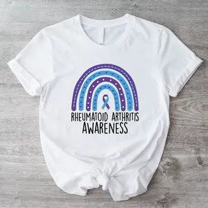 Rainbow Rheumatoid Arthritis T-shirt, Rheumatoid Ribbon Shirt For Mom, Rheumatoid Arthritis Warrior Gift Tee, RA Warrior Gifts, Arthritis Tees