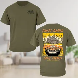 Limits Stacked Grill Packed Double Sided T-Shirt – Hunting and Outdoor Cooking Graphic Tee, Unisex Cotton Crewneck Streetwear men  graphic  tees graphic tee shirt
