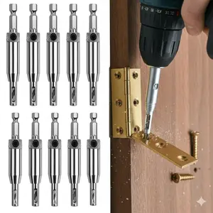 Adjustable Self-Centering Door Hinge Drill Bit Set, Woodworking Tools Kit with Precision Lock, Heavy Duty Carbide Boring Bars, Anti-Slip Handle for DIY & Industrial Use, Power Tools