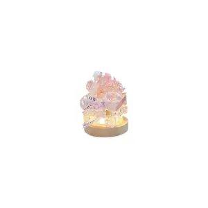 DIY Ice Cube Rose Night Light, Romantic Handmade LED Lamp with Ribbon, Unique Valentine's Day Birthday Gift for Girlfriend, Wife, Best Friend, DIY Ice Rose Night Light, Romantic Atmosphere Light for Bedroom Decoration, Girl's Valentine's Day Birthday Gift