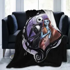 Nightmare Before Christmas Anime Blanket 3D Printed Flannel Throw Blanket Lightweight Warm Blankets Living Room Sofa Bedding-60"x50"