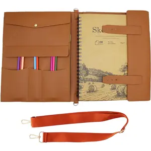 Drawing Book Cover Sketchbook Cover with Pencils and Leather Artist Bag Artist Gifts Leather Art Book Cover for Sketchbook, Journal Notebook (9" x 12")