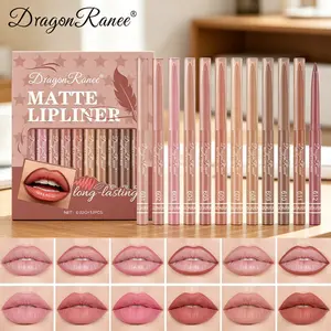Matte Lip Liner Pencil Set 12 Shades, Waterproof Non-Fading Pigmented Lip Liners, Smooth Application for Accurate Lip Contouring, Perfect for Everyday Makeup