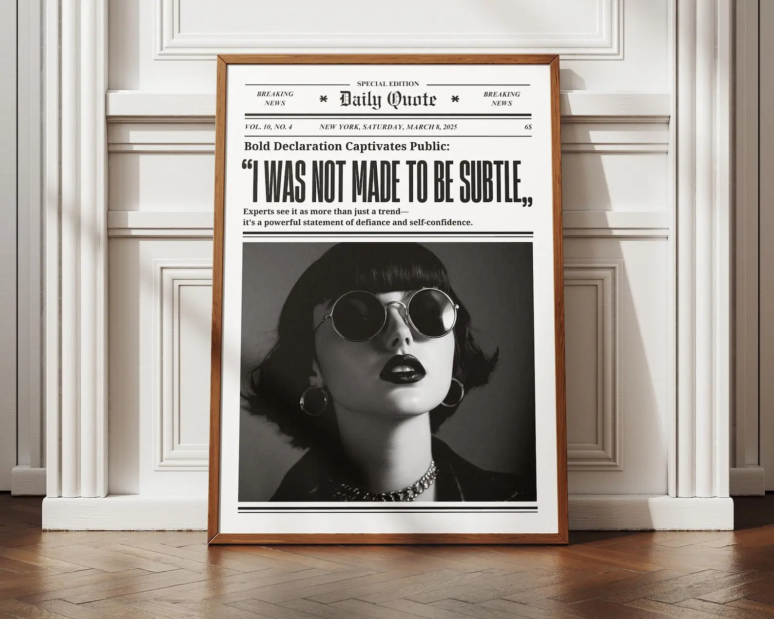 Trendy The New York Times Newspaper Poster, I Was Not Made to Be Subtle Print, Retro Bar Cart wall art, Aesthetic Girly Dorm Room Decor