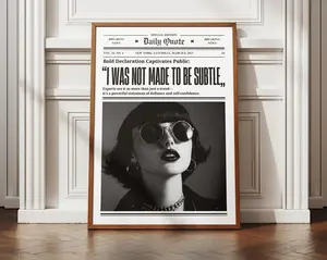 Trendy The New York Times Newspaper Poster, I Was Not Made to Be Subtle Print, Retro Bar Cart wall art, Aesthetic Girly Dorm Room Decor