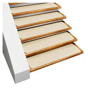 Skid-Resistant Carpet Stair Treads Ivory Cream