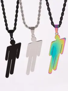 Hip-Hop Style Stainless steel Pendant Necklace - Edgy Crooked Villain Design, Unisex Alloy Chain for Daily & Vacation Jewelry, Fashionable Jewelry Accessories, Stylish Craftsmanship, Statement Jewelry