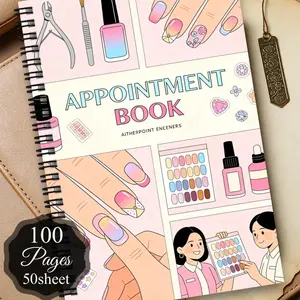 1 spiral appointment notebook, travel journal, daily schedule planner, Weekly planner, for office customer appointment management, personal notepad, nail art appointment book, suitable for various occasions