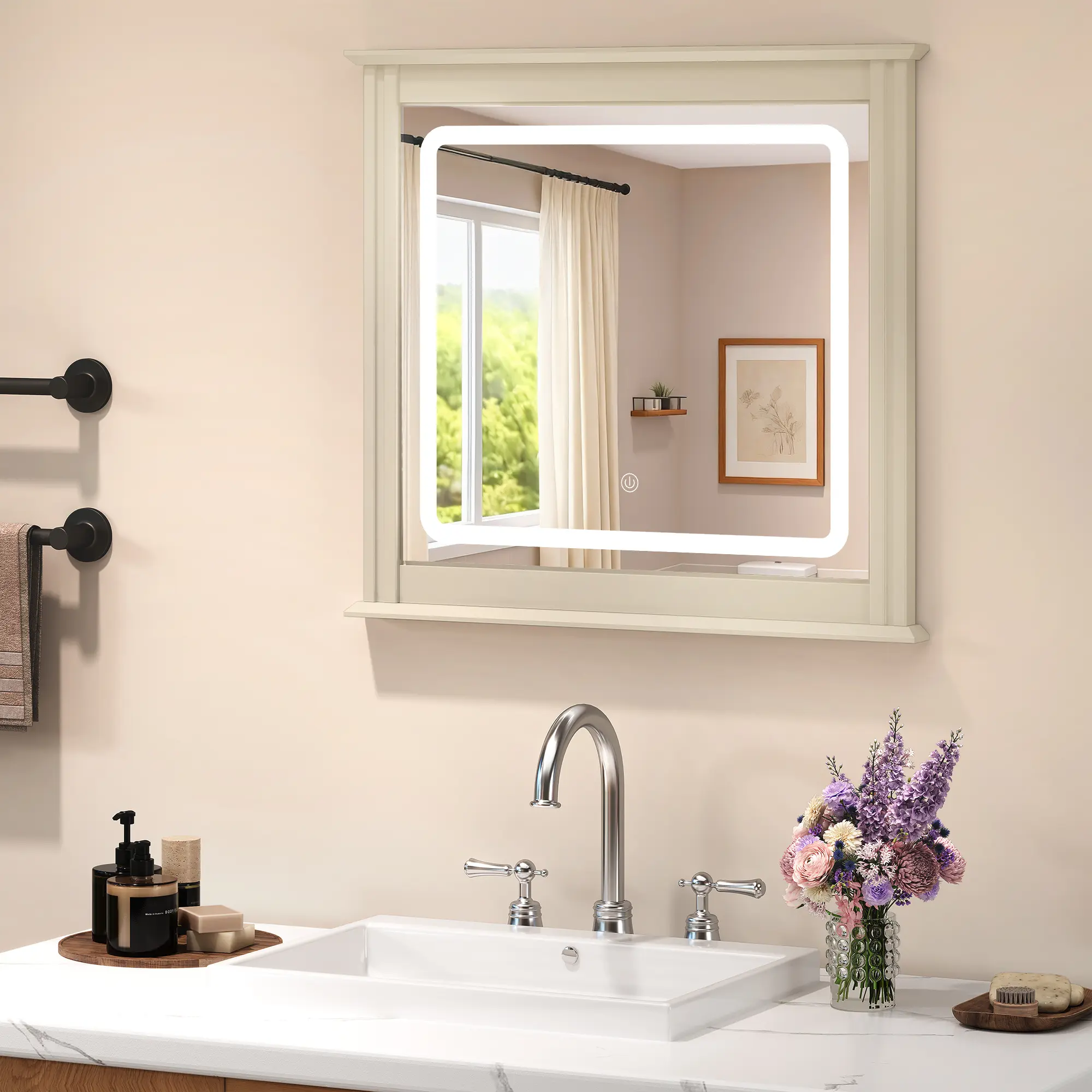 RoyalCraft Vanity Mirror with Lights: Smart LED Touch Control, 3 Color Modes, 10 Brightness Levels, Memory Function, Vertical Stripe Design for Bathroom & Bedroom