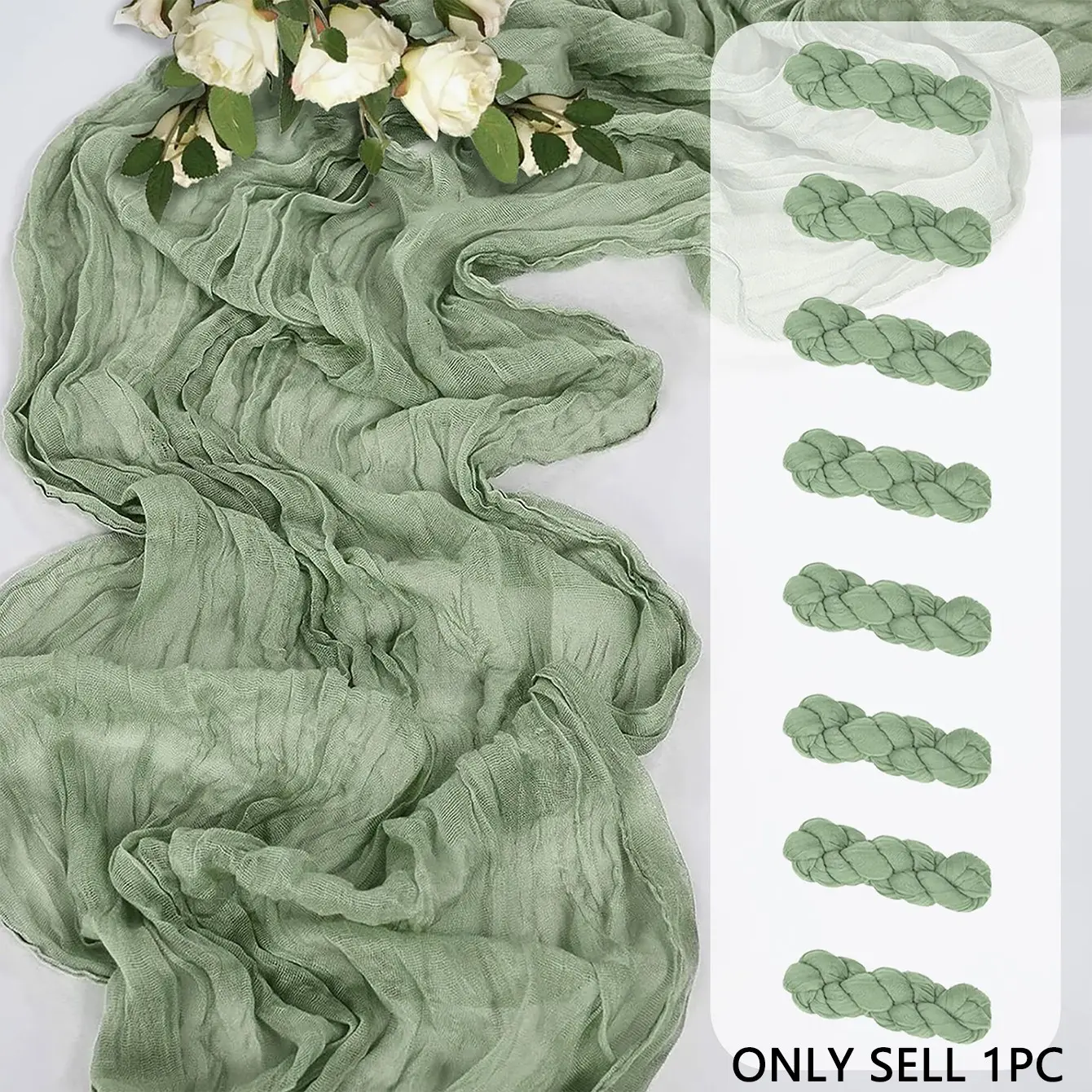 1 pcs Sage Green Cheese Cloth Table Runner, Translucent Folding Tablecloth, Event Versatility, Festive, Holiday Birthday Decor, Wedding Decor, Holiday Home Decor, Party Room Dining Table Decor, Baby Shower Decor, Party Decor