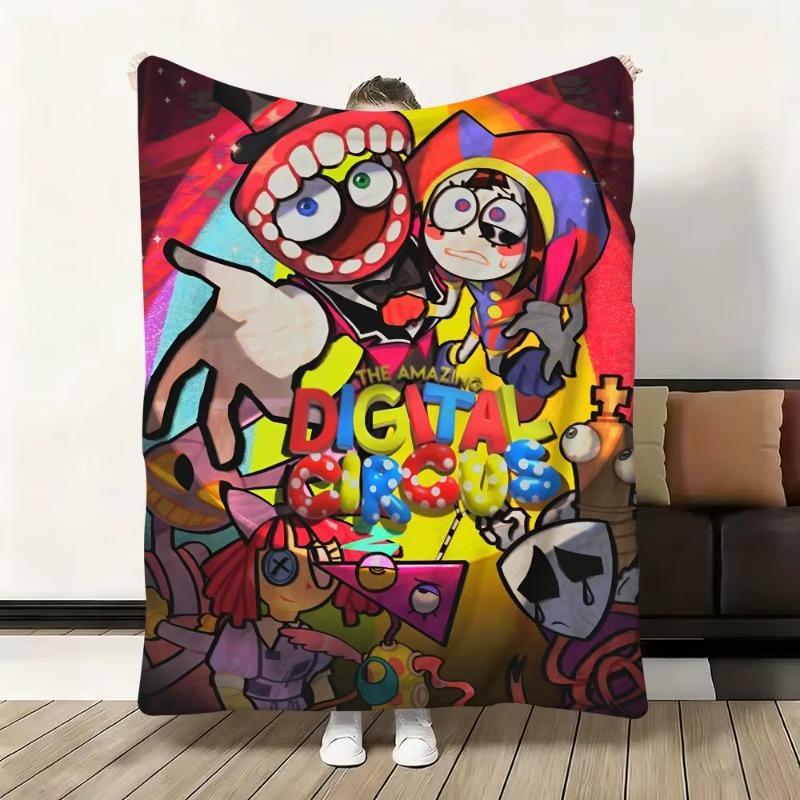 The Amazing Digital Circus Full Cast Poster Flannel Blanket Viral TADC Pomni & Gang Cozy Throw for Cartoon Fans TikTok Trend Lovers Glitch Productions Indie Animated Series Fan Essential