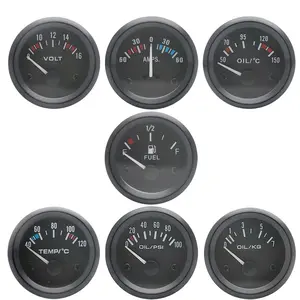 2" 52MM black Water temp/Oil temp/Oil press psi/Oil press kg/Volt/Ammeter/Fuel level Gauge Car meter with Bracket Pod Holder