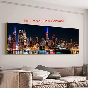 City Night View Canvas Poster without Frame, 1 Count Beautiful City Scenery Painting, Wall Decor for Home Living Room Bedroom Office, Modern Art Design, Modern Home Decor, Art Wall Decoration
