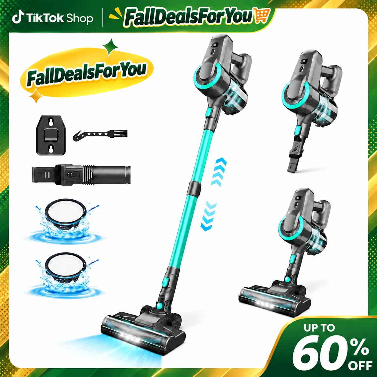 【FallDealsForYou】Devoac Cordless Stick Vacuum Cleaner, 8-in-1 Rechargeable 2200mAh Lightweight Portable Vacuum, Up to 40mins Runtime, Powerful Suction, Household Items for Hardwood Floors/Carpets/Pet Hair, Apartment Stuff Cleaning Supplies