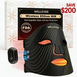 WellEver Wireless LED Face Mask, Portable Rechargeable Silicone Gel for Skincare at Home Travel, 850nm NIR Anti-Aging Therapy, Adjustable Strap, FDA Cleared, 2-Year Warranty, Gift for her|  Exclusive for experts