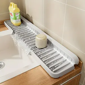1PC Kitchen Sink Drip Mat Narrow Edge Countertop Water Absorbent Pad with Drainage Design Easy Clean for Sink Fridge Drying Mat