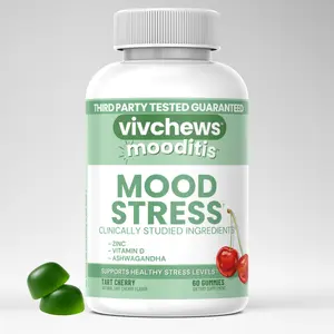 Vivchews Daytime Mood + Stress Gummies – Zinc, Vitamin D & 50 mg Ashwagandha, Natural Tart Cherry Flavor, Fruit Pectin-Based, Non-GMO, Vegan, Gluten-Free, No Artificial Flavors, Colors or Sweeteners, No Gelatin, Third-Party Tested, 60 Count