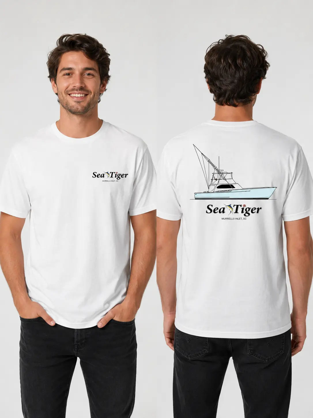 Sea Tiger Boat Shirt – Men’s Murrells Inlet SC Fishing Tee, Offshore Boating Gift for Anglers