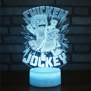 Funny Chicken Jockey 3D Night Light | Dimmable | Perfect Bedroom Decor & Gift for Kids Teens，3D Illusion Lamp with Remote & Smart Touch, Colors Dimmable Bedroom Decorations, Kids Teens Birthday Gift