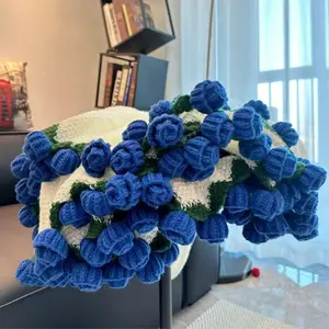 Luxury Handwoven Plush Round Rose Throw Blanket – Folds Into a Gorgeous Rose Bouquet, Perfect Gift for Loved Ones, Moms & Friends, Ideal for Living Room, Bedroom & Aesthetic Outdoor Photos | 60/80/110/160cm Diameter Options