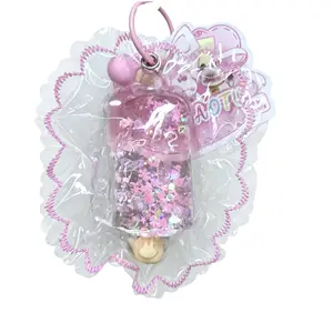 Ice Cream Sand Toy Keychain, Stress Relief Fidget Toy with Bell, Slow Rebound, Cute Glitter, Ideal for Students & Office Workers