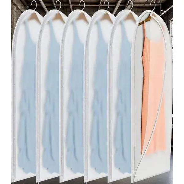 48in Hanging Garment Protectors - Dustproof & Mothproof Storage Covers - Clear Clothes Bags for Dresses, Suits & Coats - 6-Pack Reusable Organizers - Heavy-Duty Wardrobe Savers Lightweight Set Smooth Cleaning Transparent