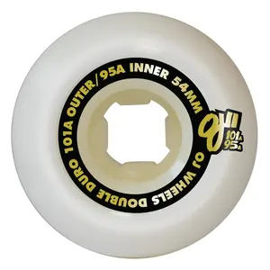 54mm Double Duro White Hardline 101a/95a OJ Skateboard Wheels