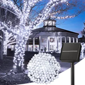 Solar String Lights Outdoor 40FT 100 LED String Lights Solar Powered with 8 Lighting Modes Waterproof Patio Lights Outdoor Solar Lights for Outside Tree Garden Balcony Gazebo Pure White