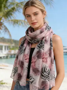 Fashionable multifunctional thin temperament Paris yarn printed long scarf with hanging beard, ethnic style Su scarf