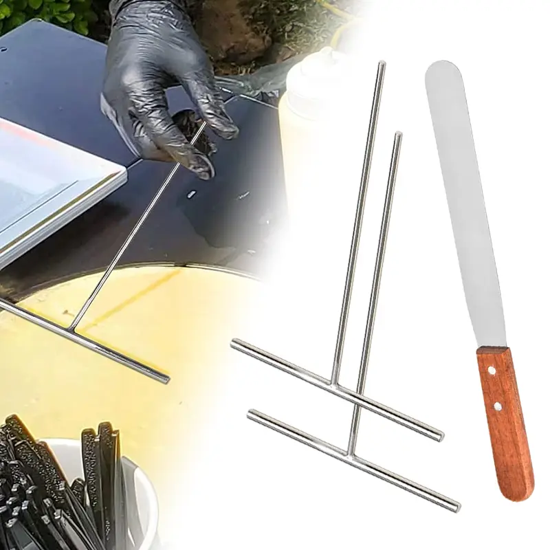 3PCS Spreader and Spatula Kit Stainless Steel Crepe Spreader Tool Spreaders Spatula Perfect for Spreading Cheese Frosting Durable Baking French Crepe Spreader Pancake Shaped Batter Spreading Too