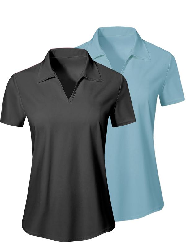 Athleisure V Neck Short Sleeve for Women – Lightweight Sweat Wicking Slim Fit Casual Fabric Black Friday Christmas tight tee gold  zipper  jacket