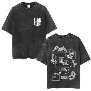 Washed Vintage Anime Attack on Titan Mikasa Ackerman Merch T-shirt Men Women Manga Cosplay Oversized T Shirt Man Cotton T-shirts5