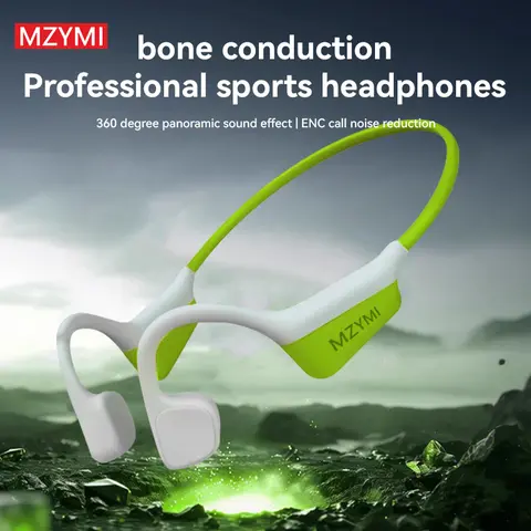 MZYMI i18pro Chargeable Bone Conductor Bluetooth v6.0 Wireless Headset - 240mAh, 12H Battery, IPX6 Waterproof, Open-Fit Ear Clip, 5V Charging, Built-in Microphone, Built for Running, Cycling, Training, Compatible with Mobile, PC, Laptop