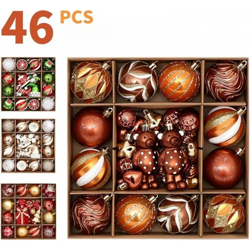 46Pcs Christmas Balls Decorative Ornaments Set, Shatterproof Plastic Christmas Tree Ornaments with Reusable Gift Package, 2026 Xmas Hanging Decorations, Holiday Ornament