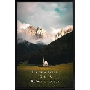 12x18 Picture Frame Black, 12 by 18 Thin Poster Photo Frame for Gallery Wall Display, Single