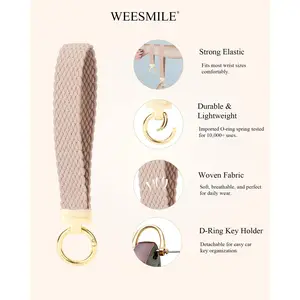 Keychain Wristlet Stretchy Key Chain for Car Keys with 2 Keyrings and D Ring Cute Wrist Lanyard for Women Men Versatile and Practical Accessory